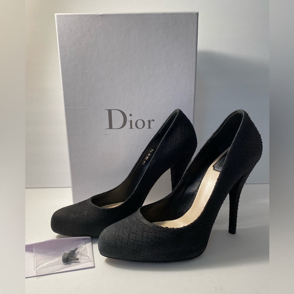 Christian Dior snake embossed pumps heels black 38